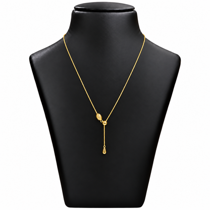 18K Gold Textured Oval Bead Drop Chain