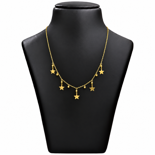 18K Gold Star and Ball Charm Chain – 18 Inch