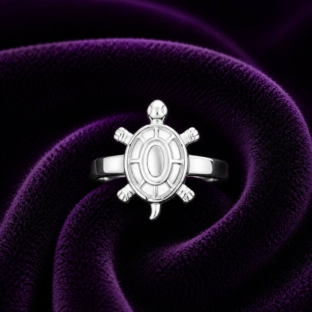 Silver Aama (Turtle) Ring – Elegant Sterling Silver Symbolic Ring
