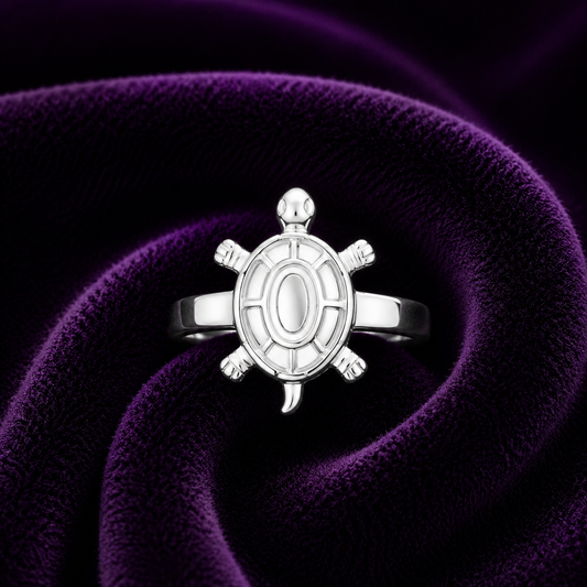 Silver Aama (Turtle) Ring – Elegant Sterling Silver Symbolic Ring SIZE16