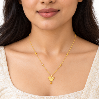 18K Gold Ball Chain with Butterfly Pendant 18 Inch