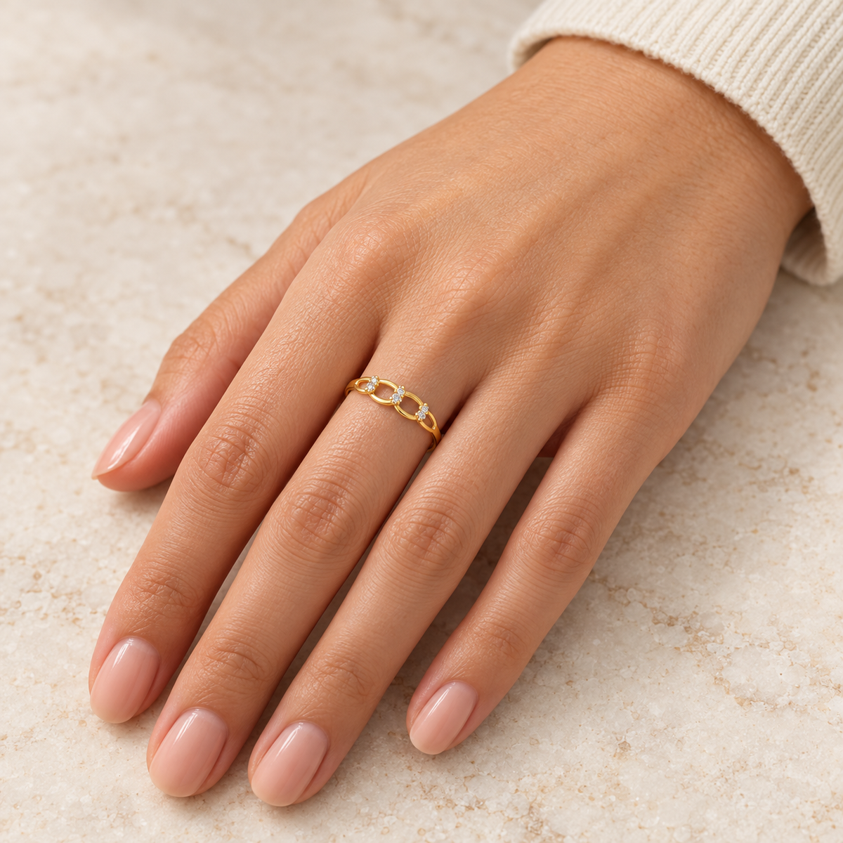 9K Gold Triple Loop Ring Size 12