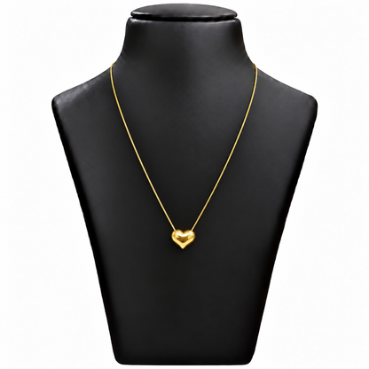 18K Gold Plain Heart Pendant Chain