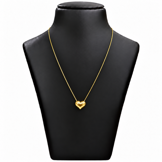 18K Gold Plain Heart Pendant Chain
