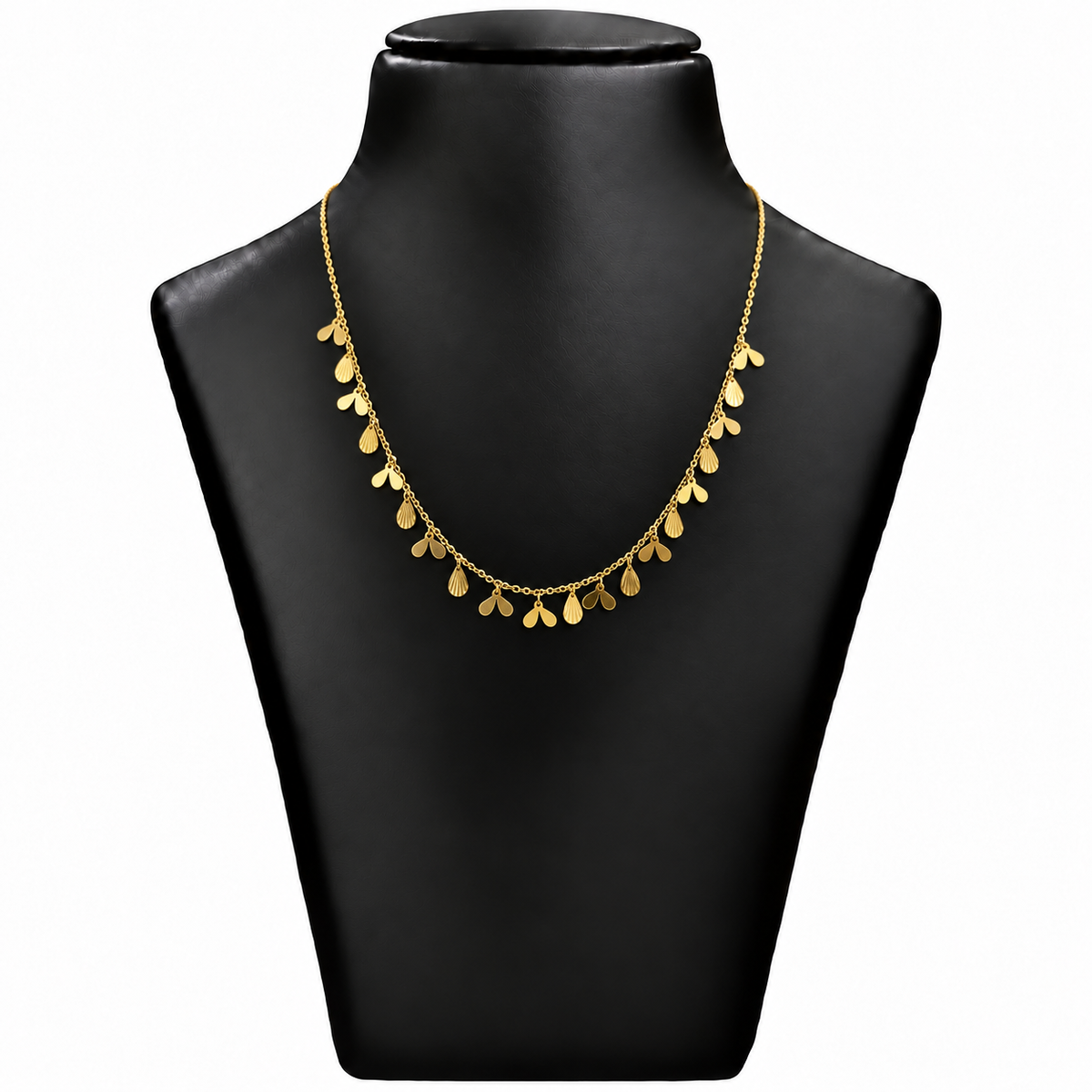 18K Gold Leaf and Teardrop Charm Chain