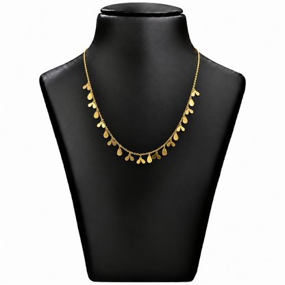 18K Gold Leaf and Teardrop Charm Chain