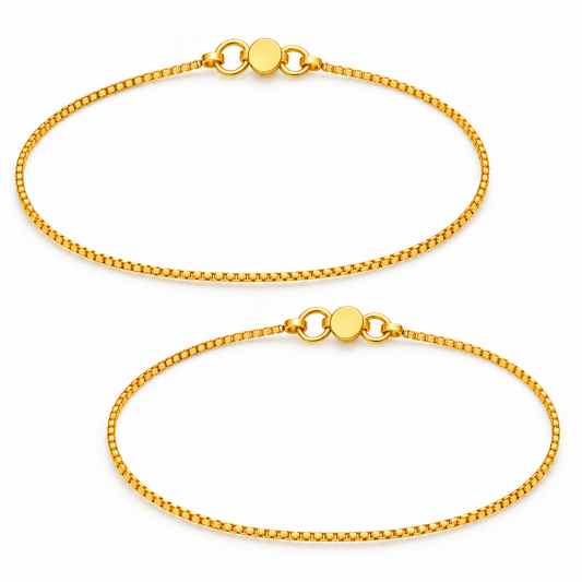 9K Gold Box Chain Anklet 2.570gm