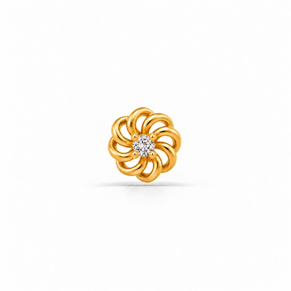 Gold Swirl Flower Single-Stone Nosepin