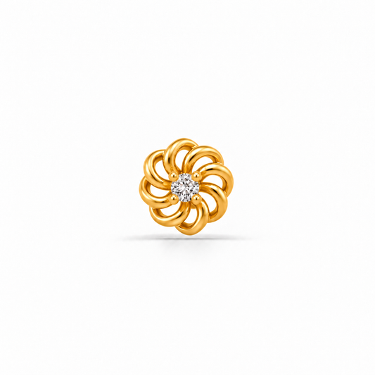 Gold Swirl Flower Single-Stone Nosepin