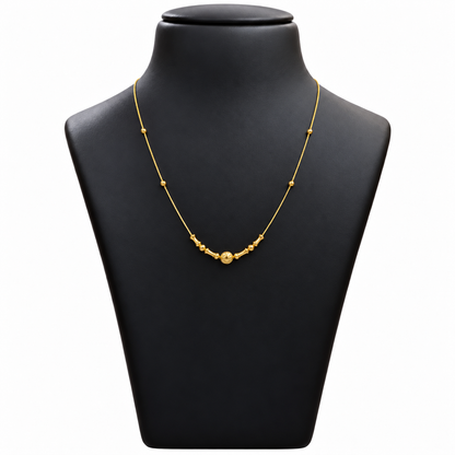 18K Gold Textured Disc and Bead Chain – 18 Inch
