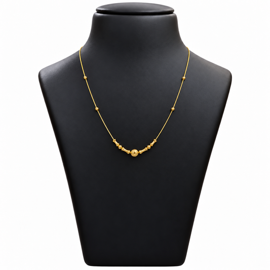 18K Gold Textured Disc and Bead Chain – 18 Inch