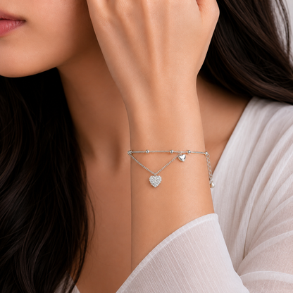 Sweetheart Layers 92.5 Sterling Silver Bracelet