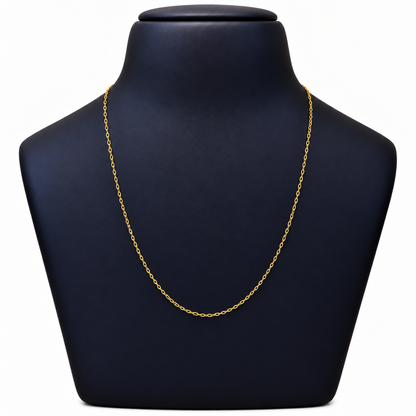 18K Gold Delicate Twisted Oval Link Chain – 18 Inch