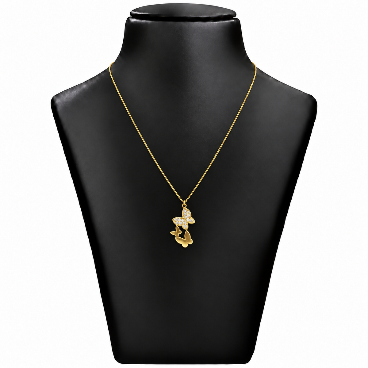 18K Gold Double Butterfly Pendant Chain