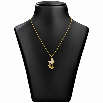 18K Gold Double Butterfly Pendant Chain