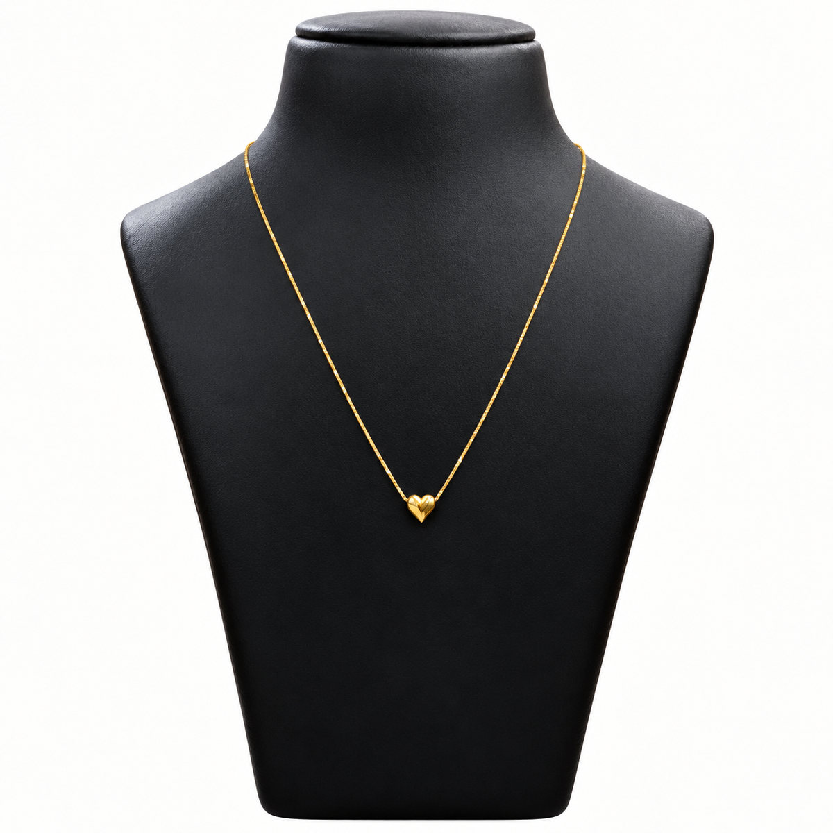18K Gold Sculpted Heart Chain – 18 Inch
