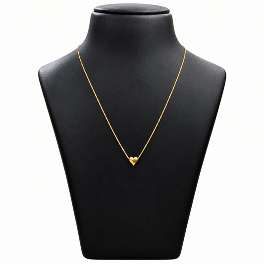 18K Gold Sculpted Heart Chain – 18 Inch