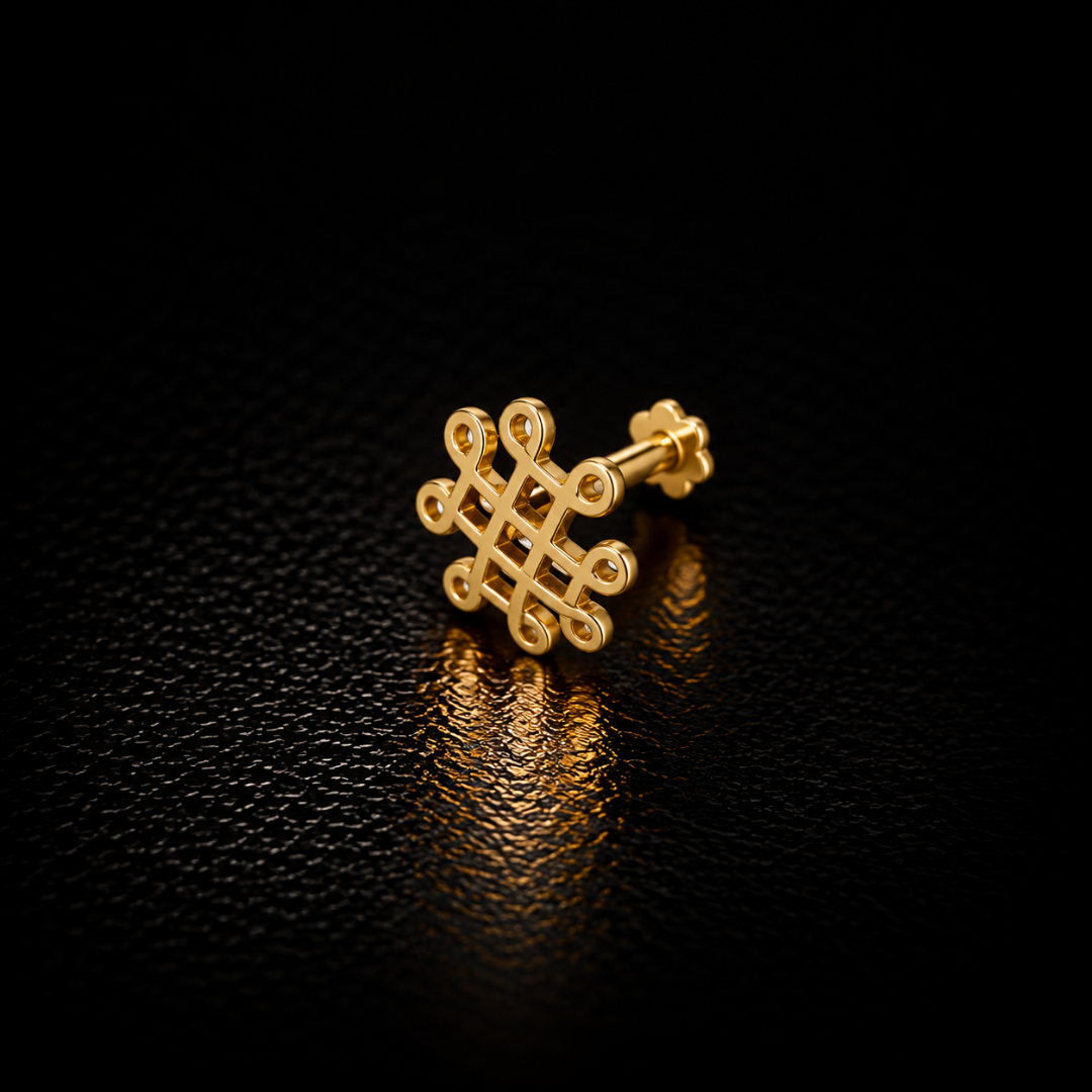 Golden Grid Gold-Plated Silver Nose Pin