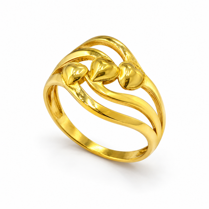 9K Gold Heart Wave Ring Size 17