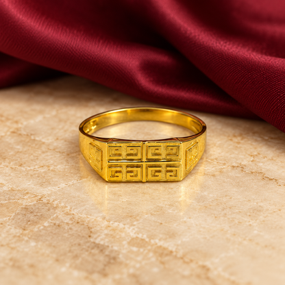 9K Gold Greek Key Ring Size 20