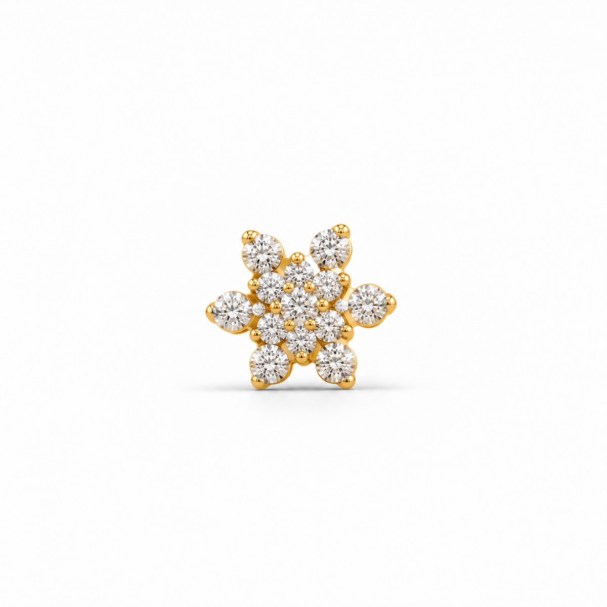 Gold Snowflake White Stone Cluster Nosepin