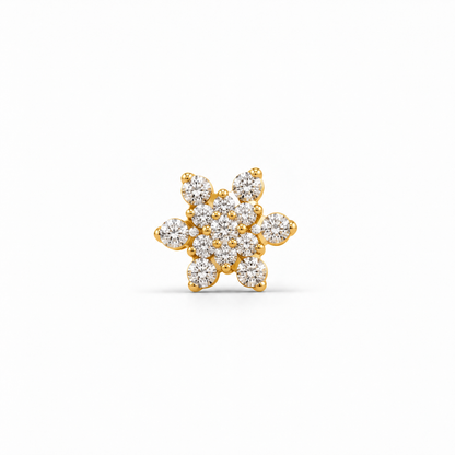 Gold Snowflake White Stone Cluster Nosepin