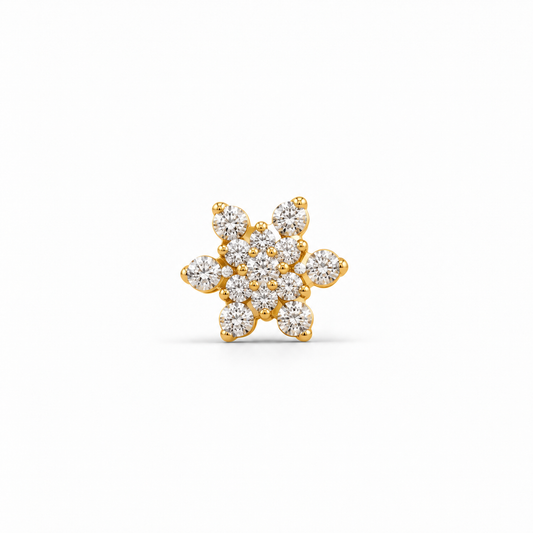 Gold Snowflake White Stone Cluster Nosepin
