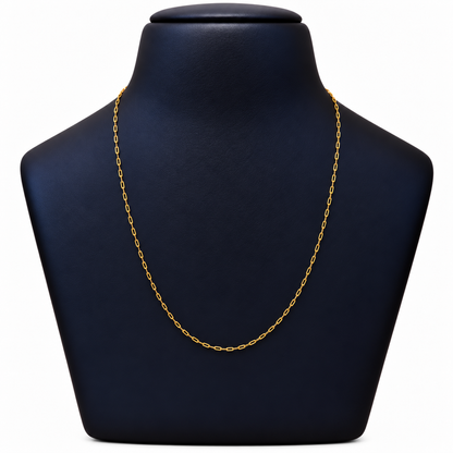 18K Gold Rectangular Link Chain – 18 Inch