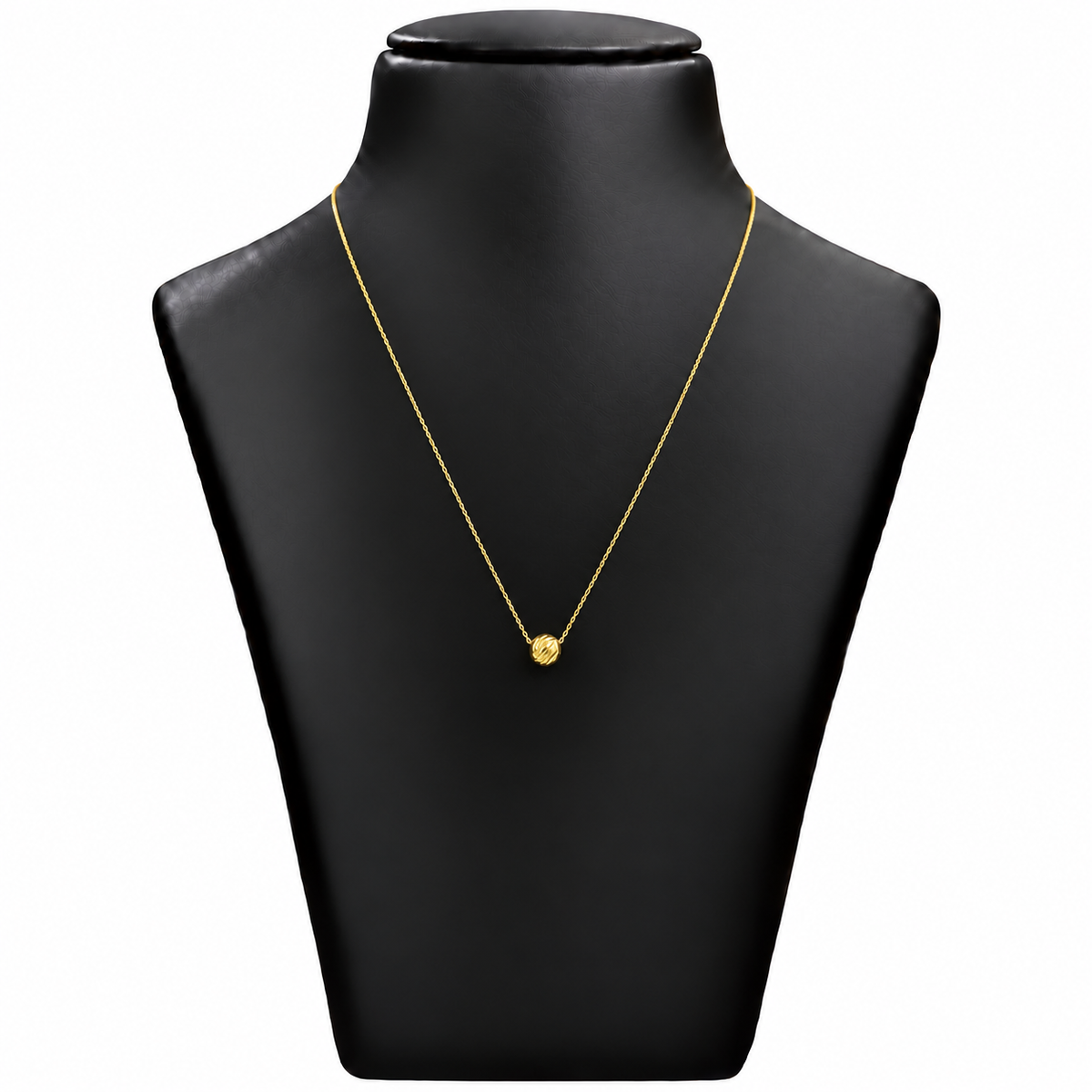 18K Gold Single Textured Ball Chain