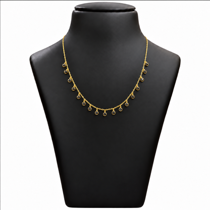 18K Gold Black Round Charm Chain – 18 Inch