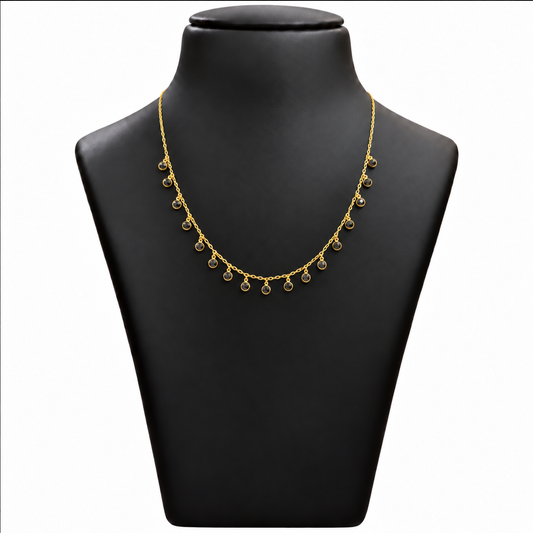 18K Gold Black Round Charm Chain – 18 Inch