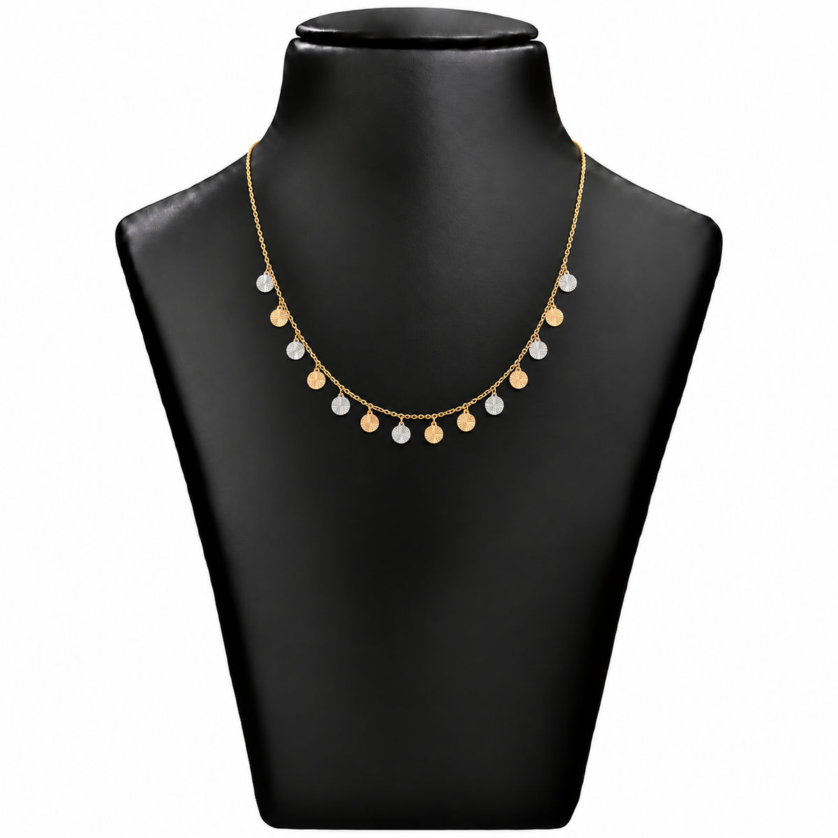 18K Gold Two-Tone Disc Charm Chain