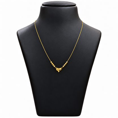 18K Gold Heart and Ball Bead Chain – 18 Inch
