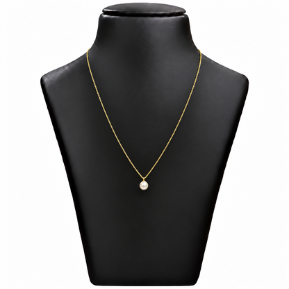 18K Gold Single Pearl Pendant Chain