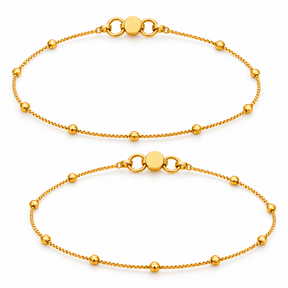 9K Gold Ball Box Anklet 3.760gm