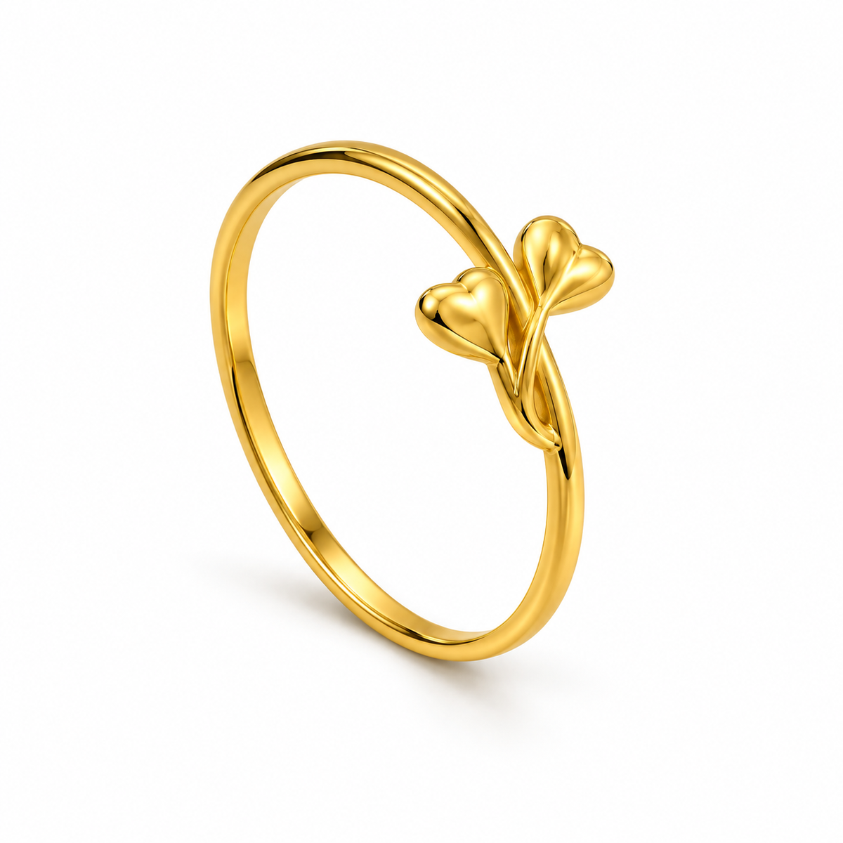 9K Gold Twin Heart Ring Size 13