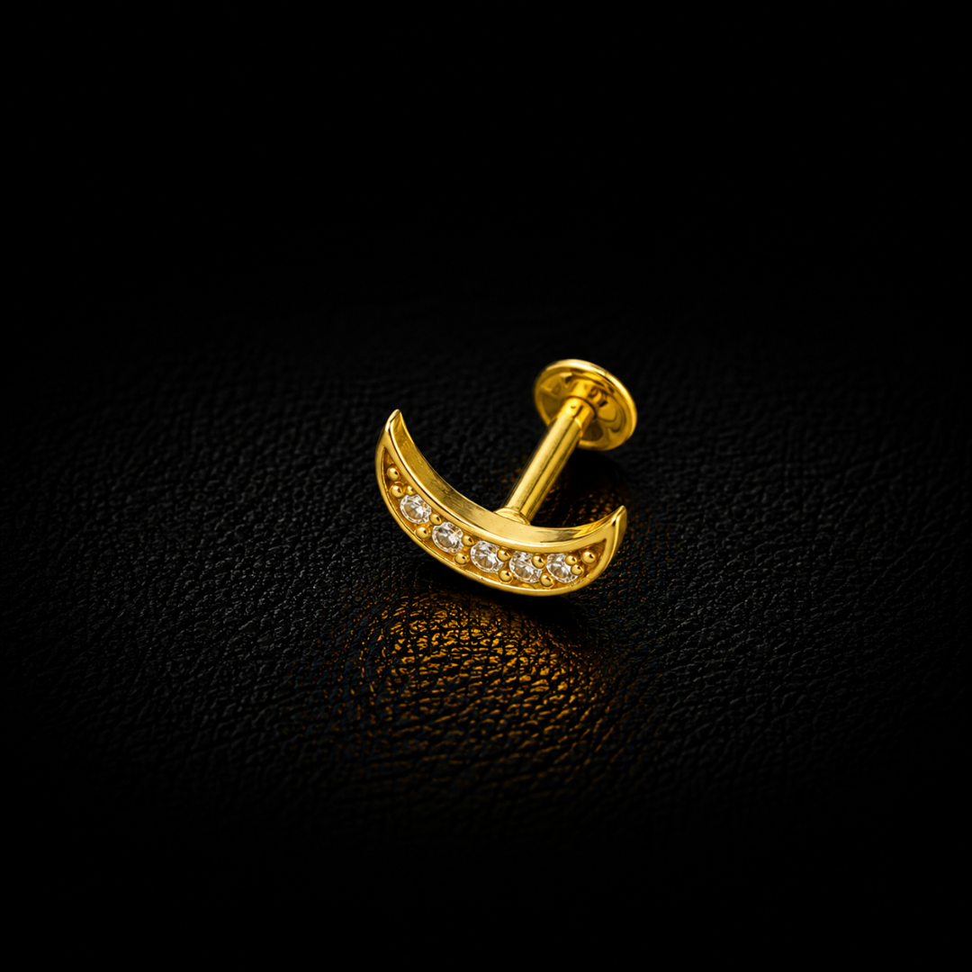 Celestial Crescent Gold-Plated Silver Nosepin
