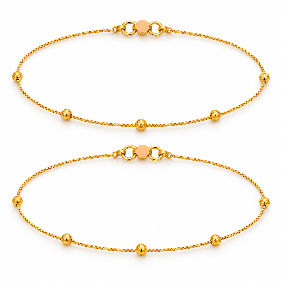 9K Gold Five Ball Lightweight Anklet