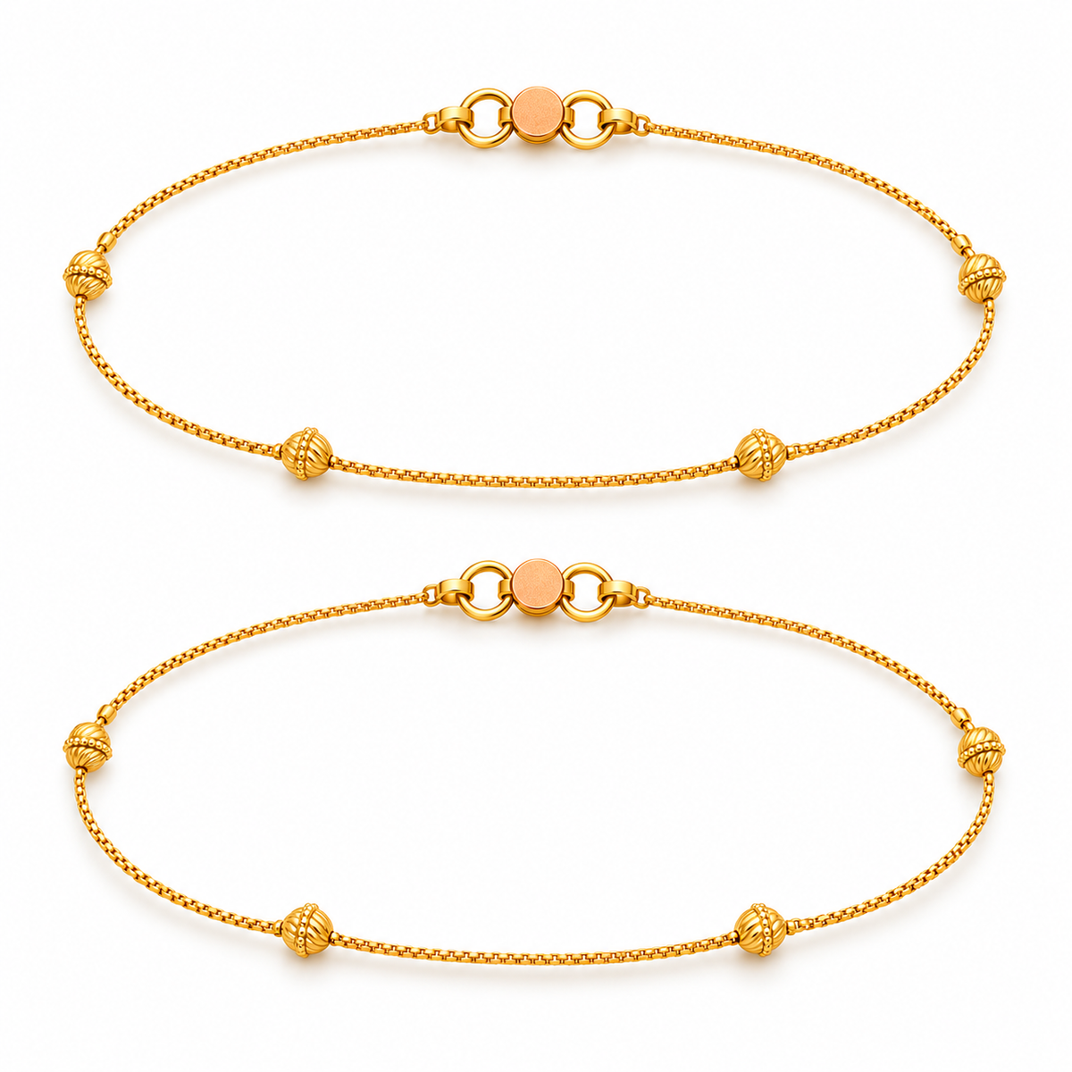 9K Gold Four Designer Ball Anklet