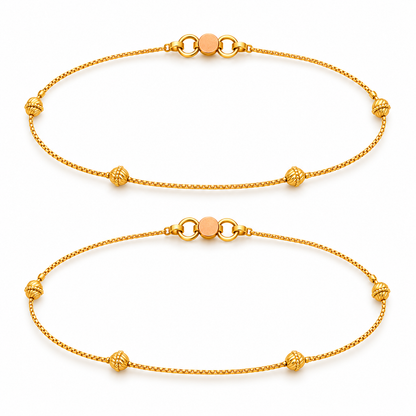 9K Gold Four Designer Ball Anklet