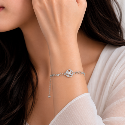 Lucky Clover Charm 92.5 Sterling Silver Bracelet