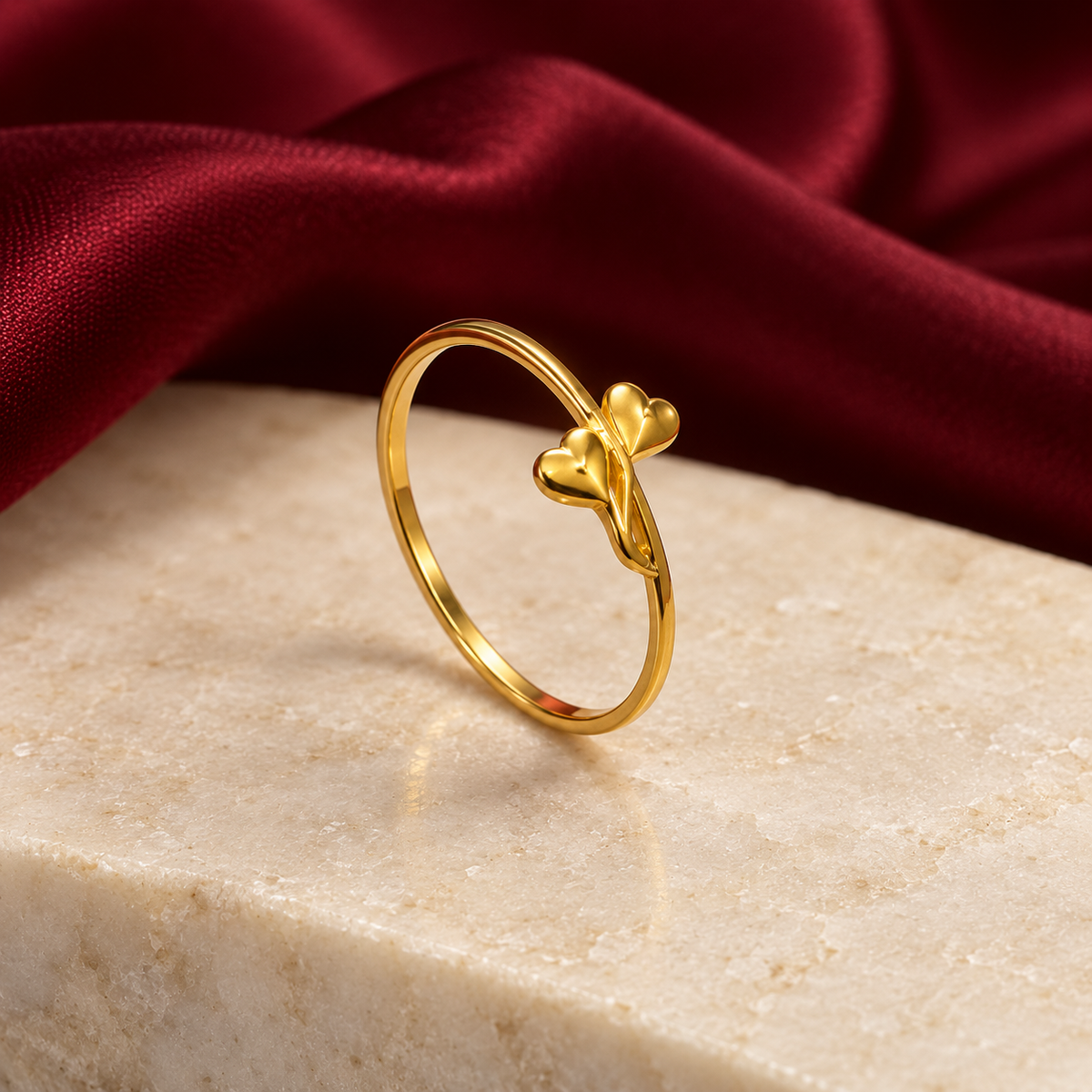 9K Gold Twin Heart Ring Size 13