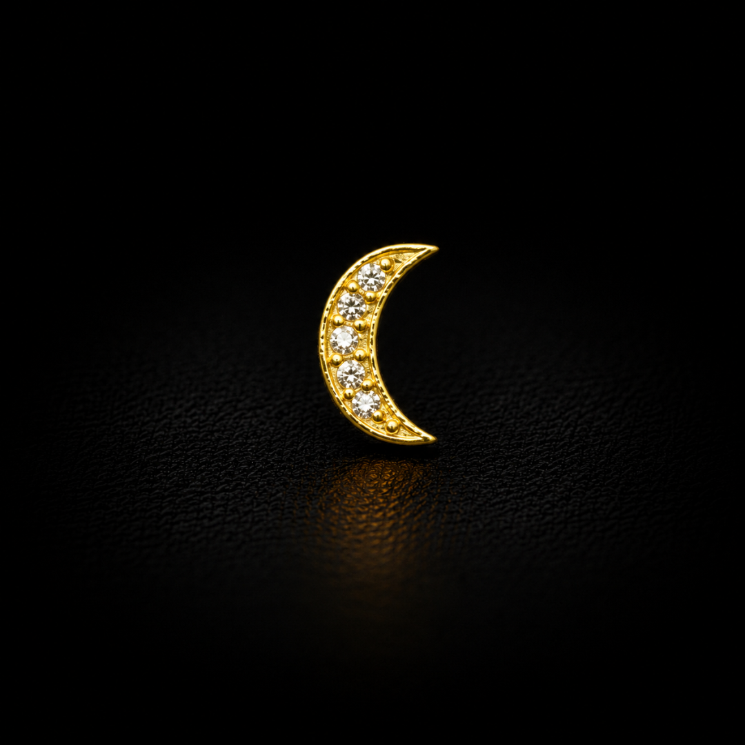 Celestial Crescent Gold-Plated Silver Nosepin