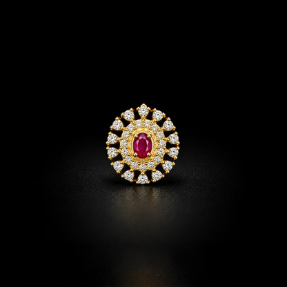 Red Halo Golden Silver NosePin