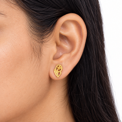 9K Gold Floral Paisley Studs