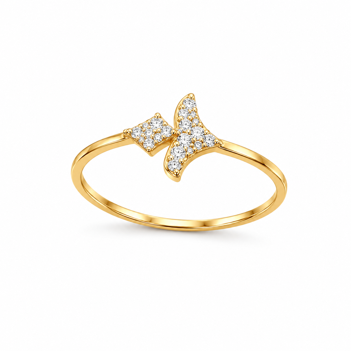 Diamond Geometric Butterfly Ring