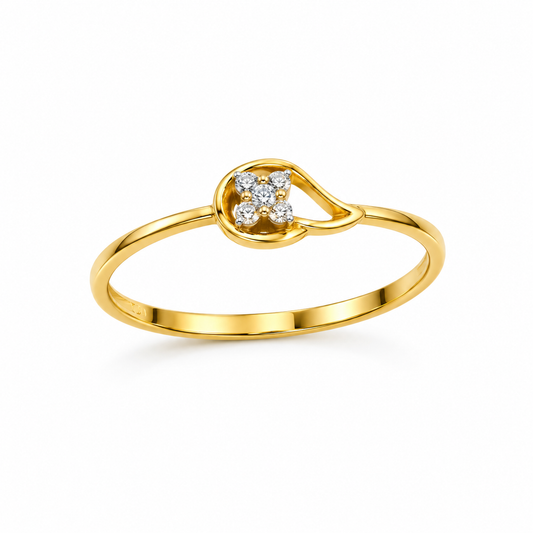 Diamond Floral Cluster Leaf Ring