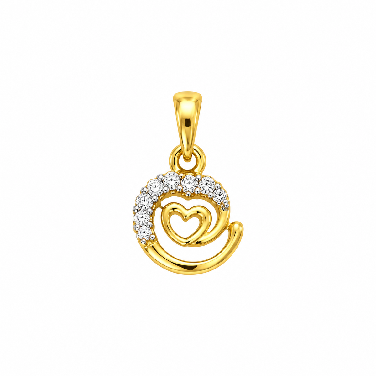9K Gold Swirl Heart Pendant