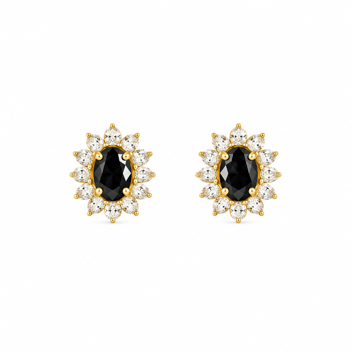 9K Gold Black Oval Studs