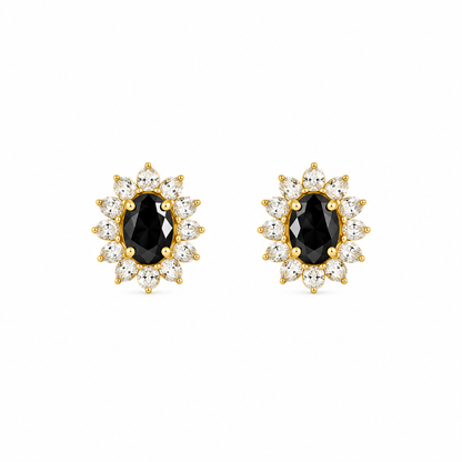 9K Gold Black Oval Studs